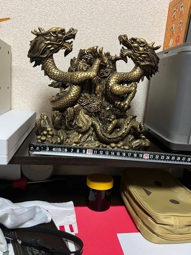 双龍 龍 置物 大型 金色 開運 風水 インテリア オブジェの写真4枚目