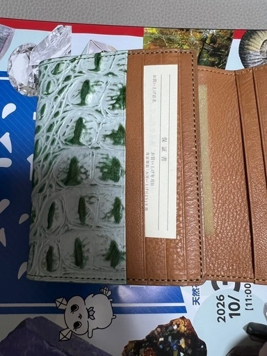 BRIT HOUSE ブリットハウス 本革 二つ折り財布 クロコ型押し 緑の写真3枚目