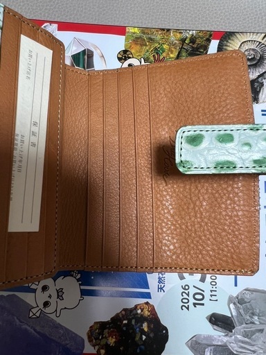 BRIT HOUSE ブリットハウス 本革 二つ折り財布 クロコ型押し 緑の写真4枚目