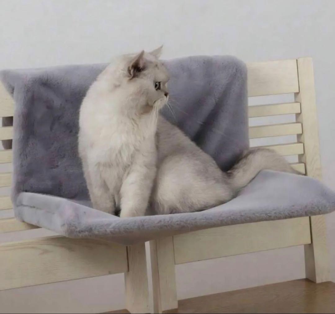 猫 ハンモック ペットベッド 窓 ふわふわ オールシーズン グレー 猫窓ベッドの写真5枚目