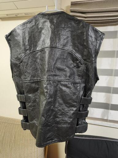 メンズ レザーベスト ライダースベスト ブラック XXLの写真2枚目