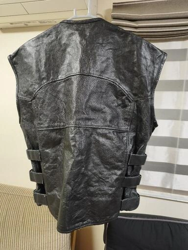 メンズ レザーベスト ライダースベスト ブラック XXLの写真2枚目