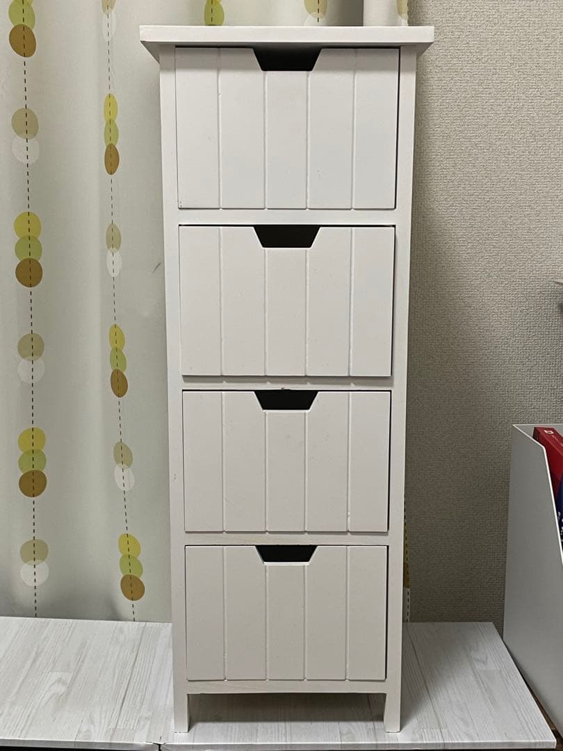 木製 ホワイト 4段チェスト スリム収納 引き出し 完成品