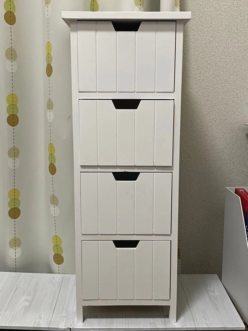 木製 ホワイト 4段チェスト スリム収納 引き出し 完成品