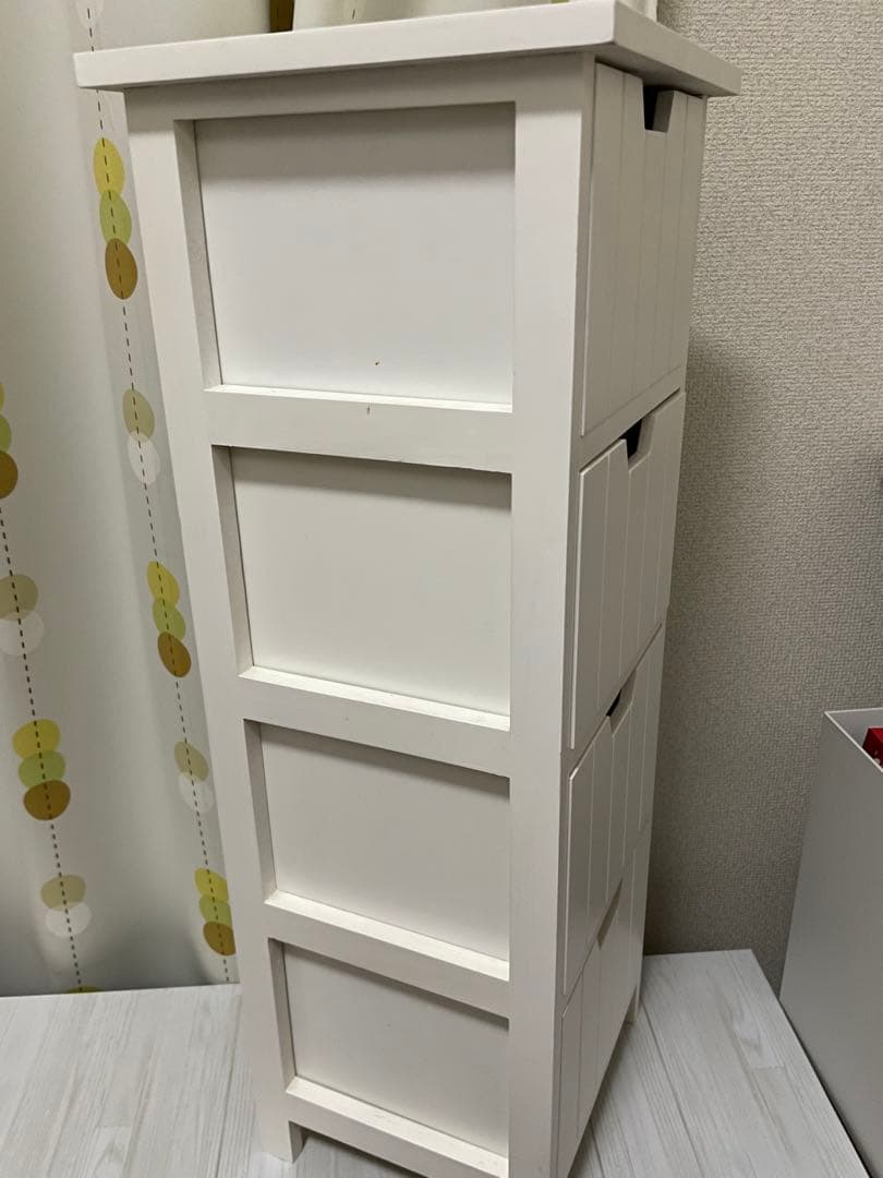 木製 ホワイト 4段チェスト スリム収納 引き出し 完成品の写真2枚目