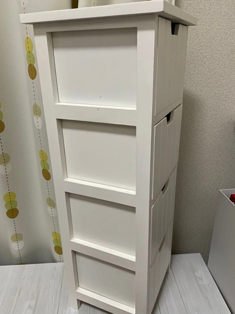 木製 ホワイト 4段チェスト スリム収納 引き出し 完成品の写真2枚目