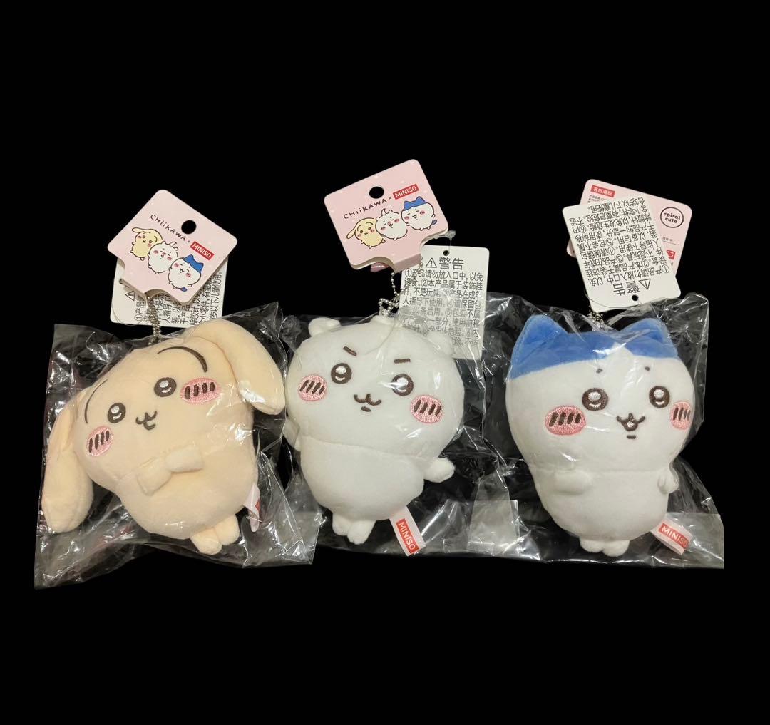 【海外限定】ちいかわ 元気ヘアマスコット3点セット ハチワレ うさぎ ぬいぐるみ