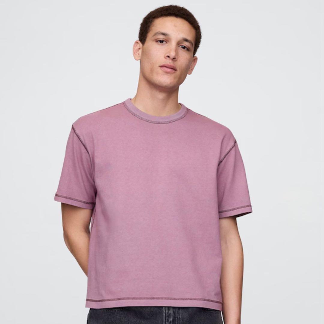 GAP ヘビーウェイト クロップドTシャツ パープル S