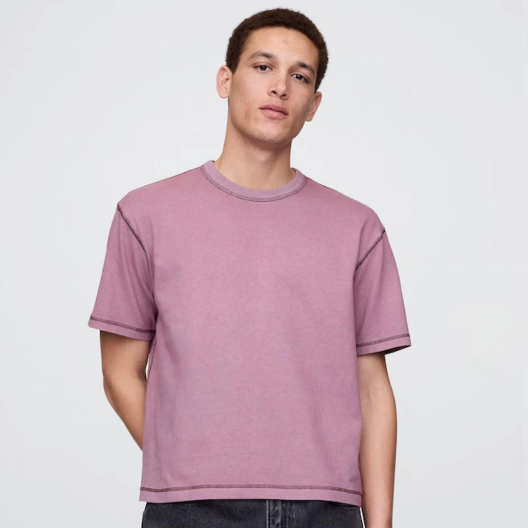 GAP ヘビーウェイト クロップドTシャツ パープル S