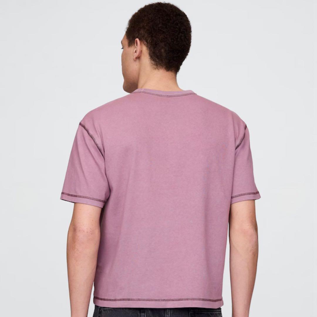 GAP ヘビーウェイト クロップドTシャツ パープル Sの写真2枚目