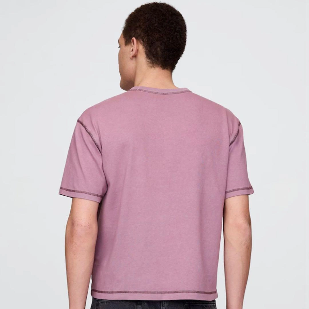 GAP ヘビーウェイト クロップドTシャツ パープル Sの写真2枚目