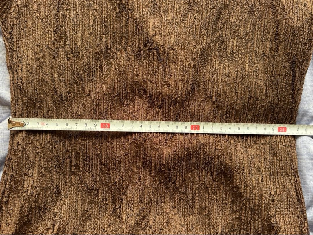 ブラウン レース プリーツ ノースリーブ ワンピースの写真10枚目