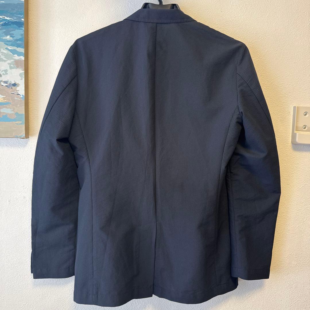 無印良品 風を通すストレッチサッカージャケット ネイビーXSの写真2枚目