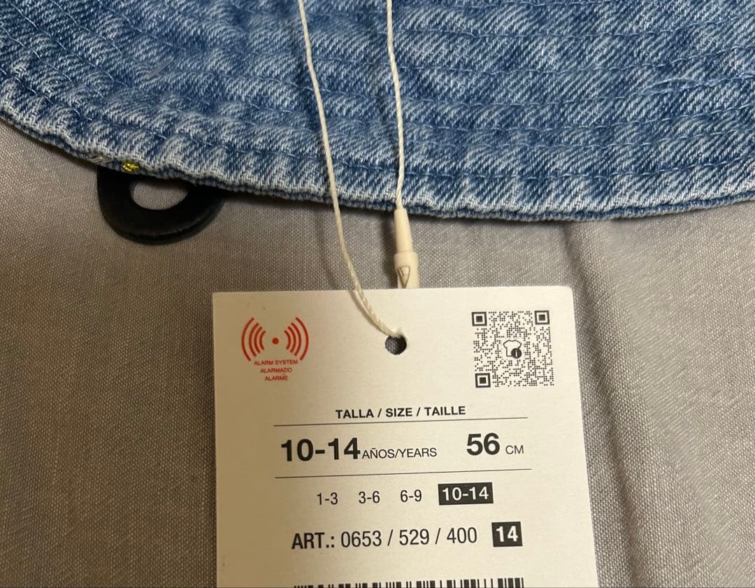 ZARA デニム バケットハット 花柄刺繍 56cmの写真3枚目