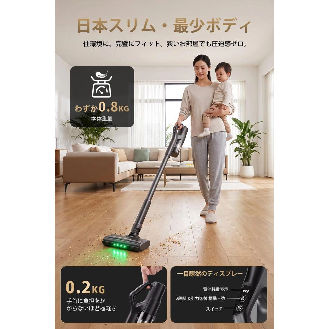 掃除機 コードレス 自立自走式 吸引力洗浄力アップ コードレス掃除機の写真6枚目