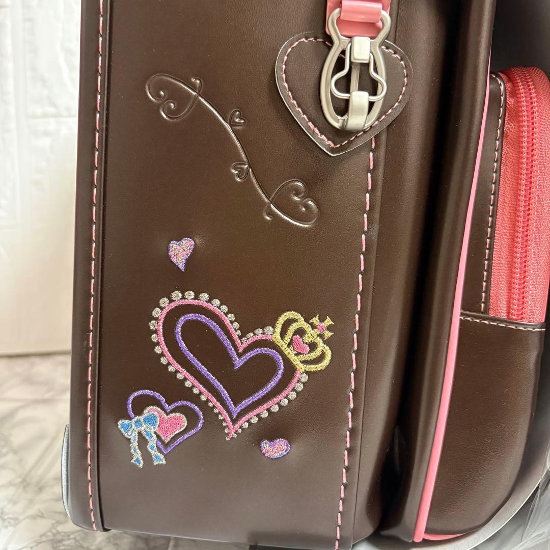 【新品】姫娘プレミアム ランドセル パールボルドー 日本製 ハート刺繍 A4対応の写真8枚目