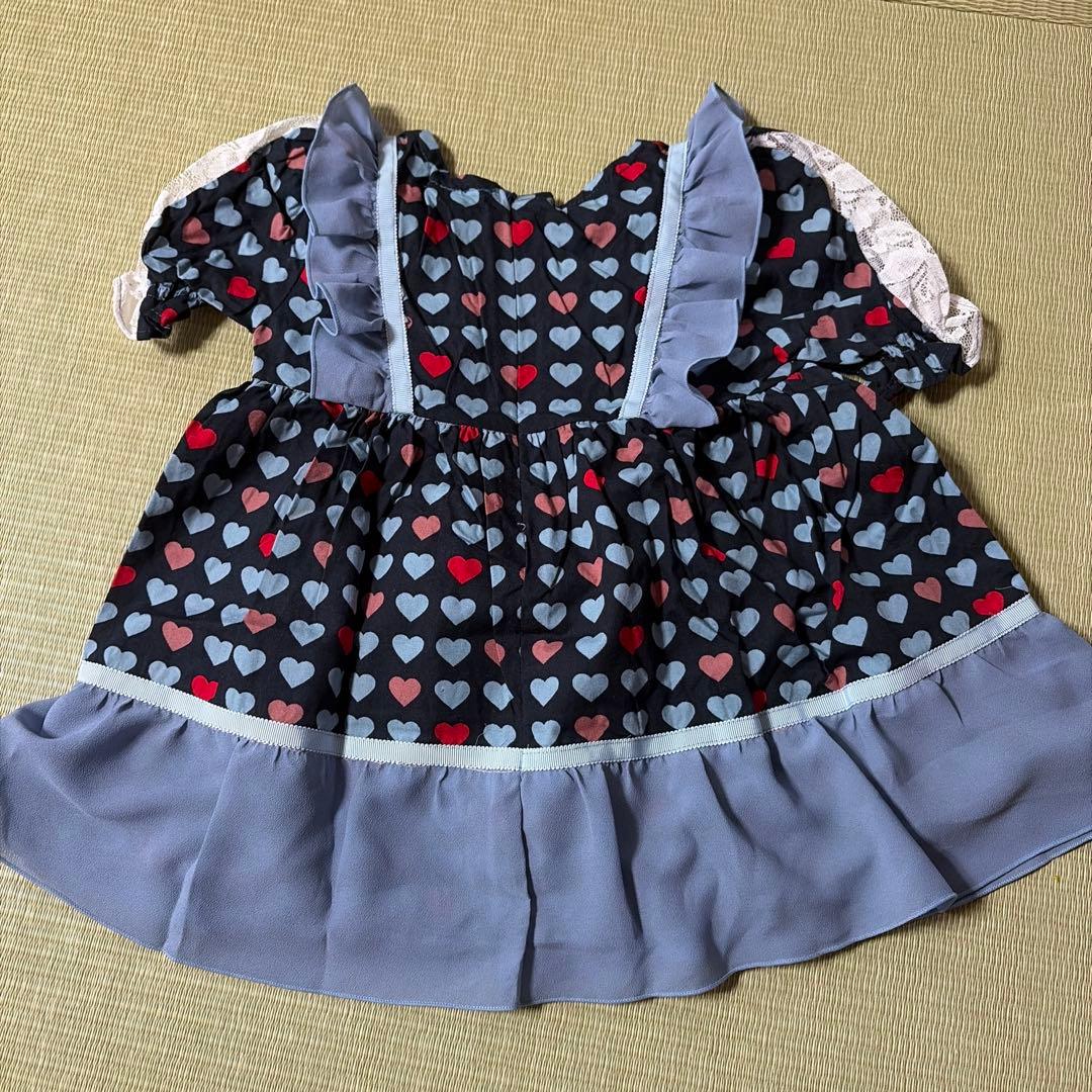 ハート柄 フリル ノースリーブ ワンピースの写真2枚目