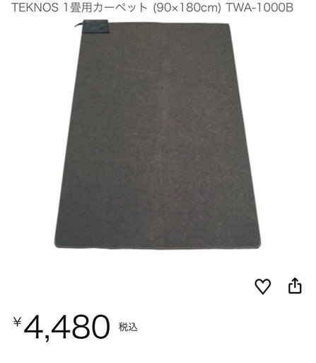 TEKNOS 1畳用カーペット (90×180cm) TWA-1000B