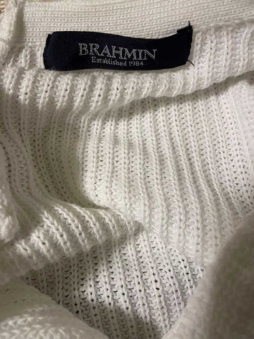 BRAHMIN ホワイトコットンニット レースアップバック 38サイズの写真4枚目