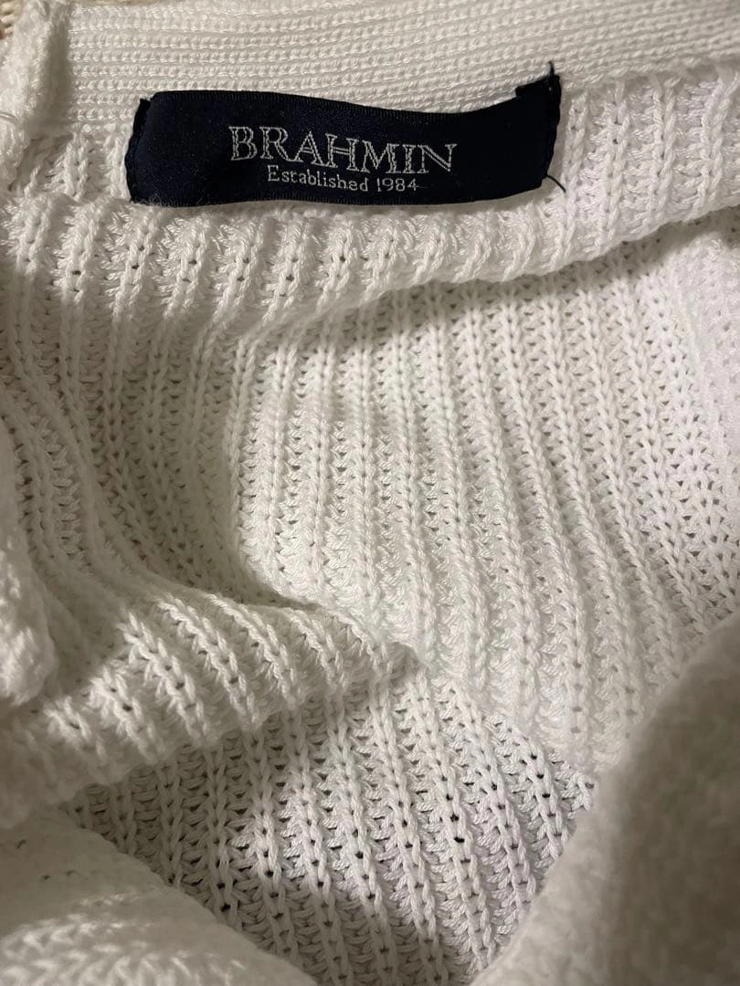 BRAHMIN ホワイトコットンニット レースアップバック 38サイズの写真4枚目