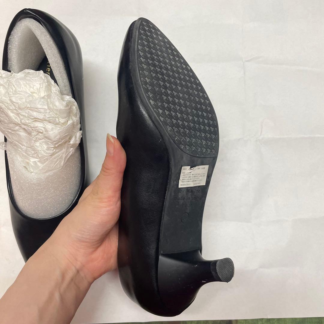 【箱・滑止付】Orient Traffic 痛くならない合皮 黒パンプス 36の写真6枚目