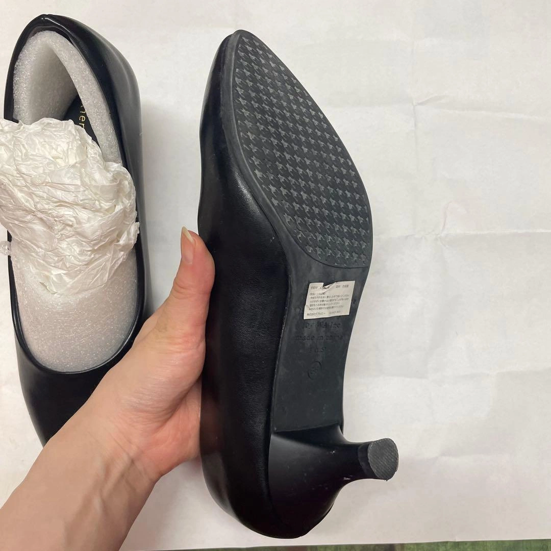 【箱・滑止付】Orient Traffic 痛くならない合皮 黒パンプス 36の写真6枚目