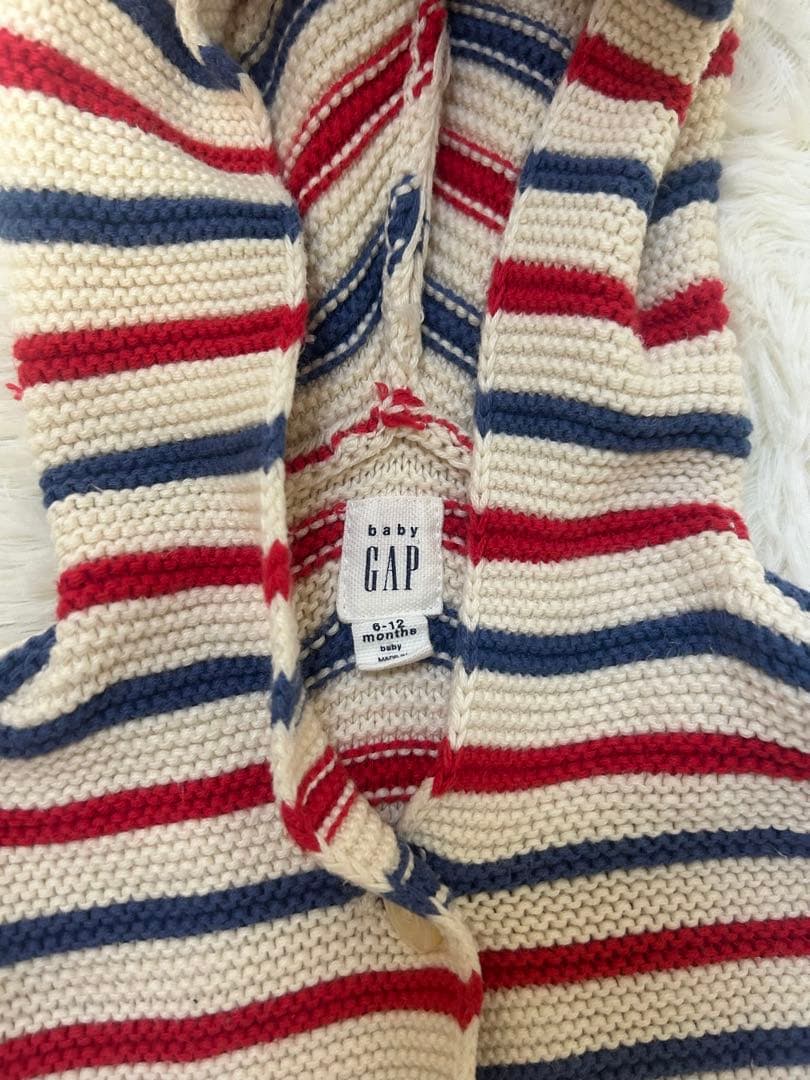 baby GAP くま耳 ニットカーディガン ボーダー 6-12ヶ月の写真2枚目