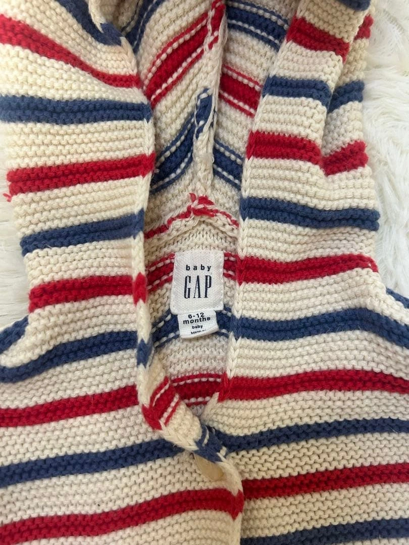 baby GAP くま耳 ニットカーディガン ボーダー 6-12ヶ月の写真2枚目