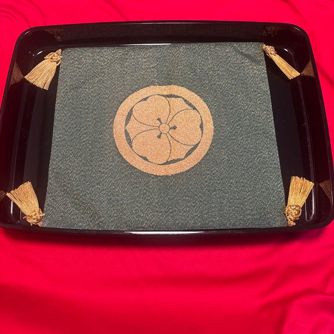 漆器 漆盆&袱紗　家紋　丸に剣片喰