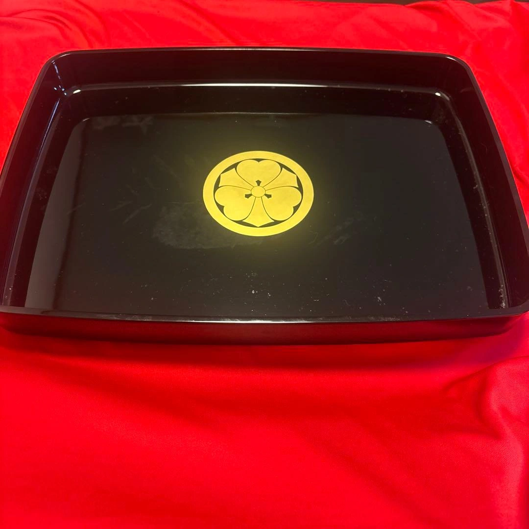 漆器 漆盆&袱紗 家紋 丸に剣片喰の写真2枚目