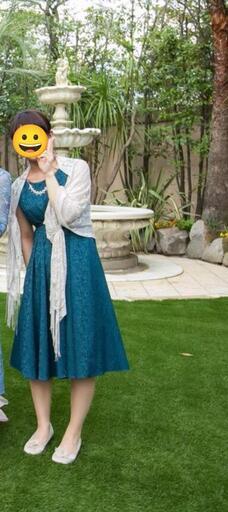 【クリーニング済】アザレアローズ パーティードレス 結婚式 M グリーンの写真3枚目