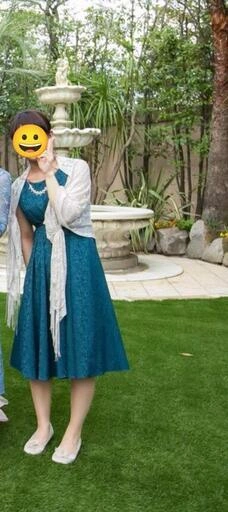【クリーニング済】アザレアローズ パーティードレス 結婚式 M グリーンの写真3枚目