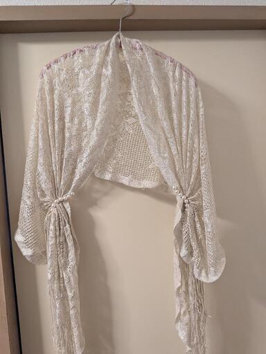 【クリーニング済】結婚式 パーティーショール ボレロ ラメ パール
