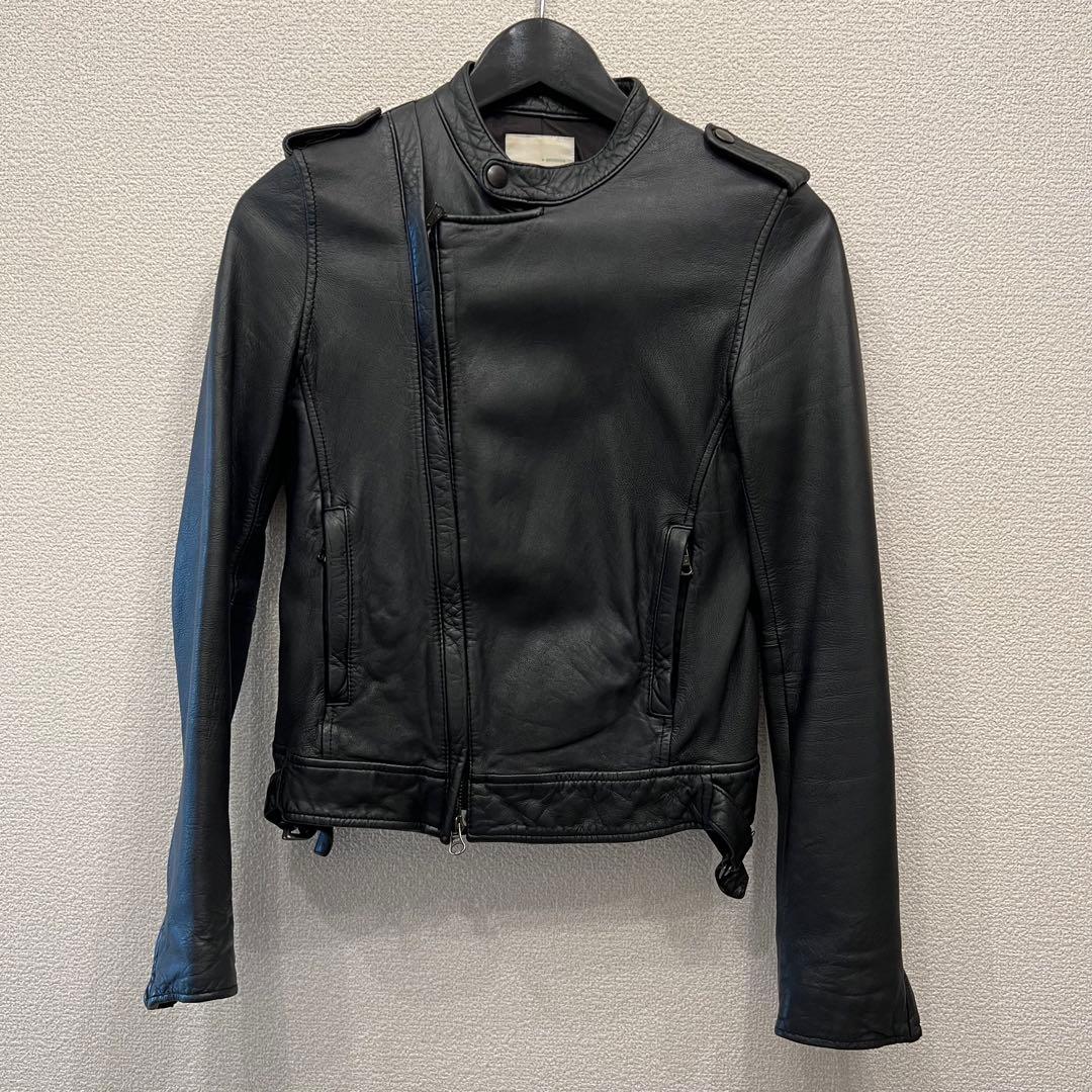 本革 studiousシングルライダースジャケット ブラック