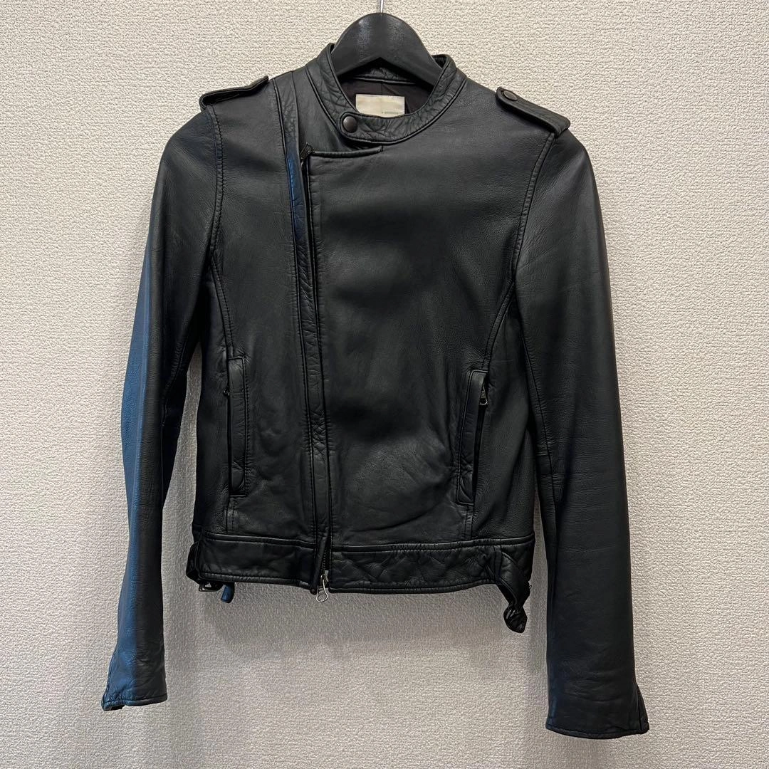 本革 studiousシングルライダースジャケット ブラック