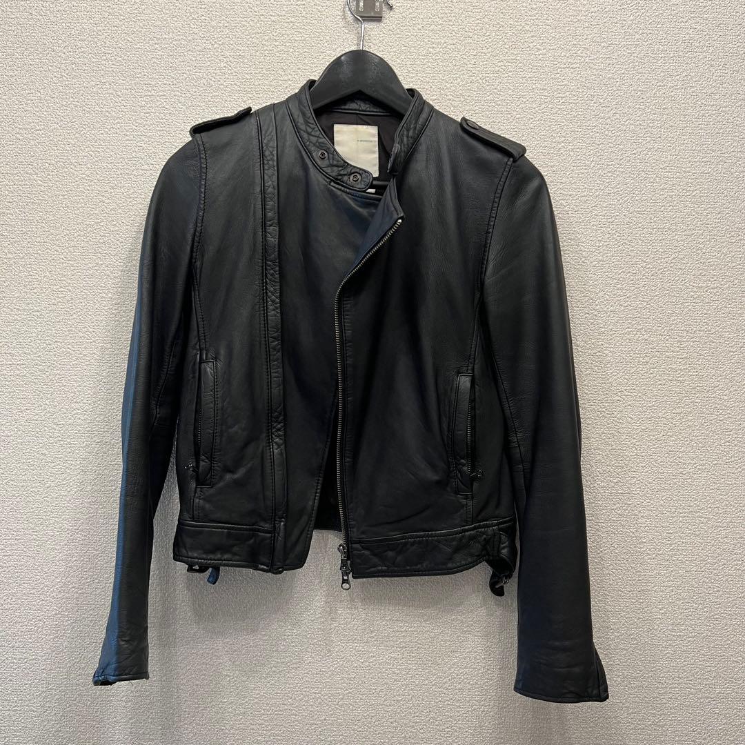 本革 studiousシングルライダースジャケット ブラックの写真2枚目