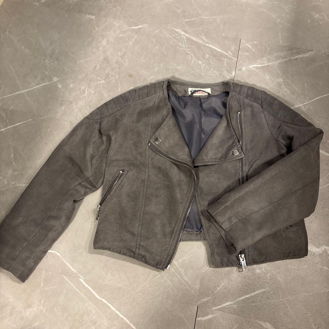 H&M キッズ ライダースジャケット グレー