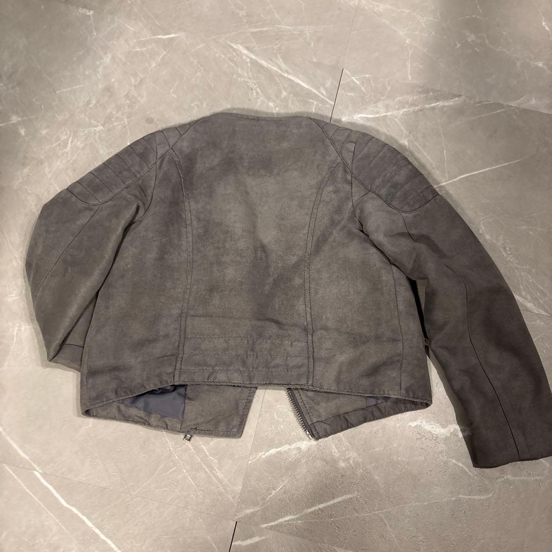H&M キッズ ライダースジャケット グレーの写真2枚目