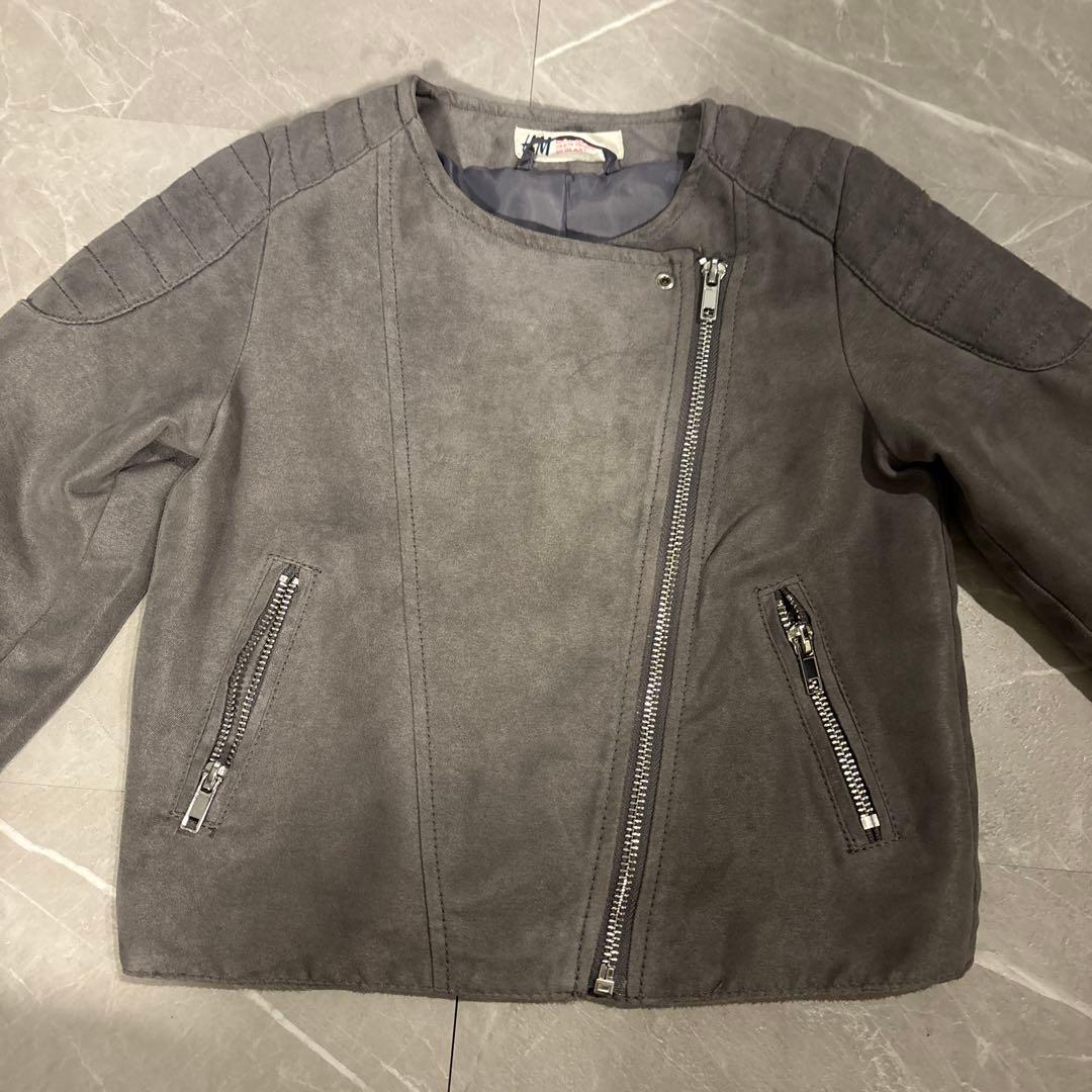 H&M キッズ ライダースジャケット グレーの写真5枚目