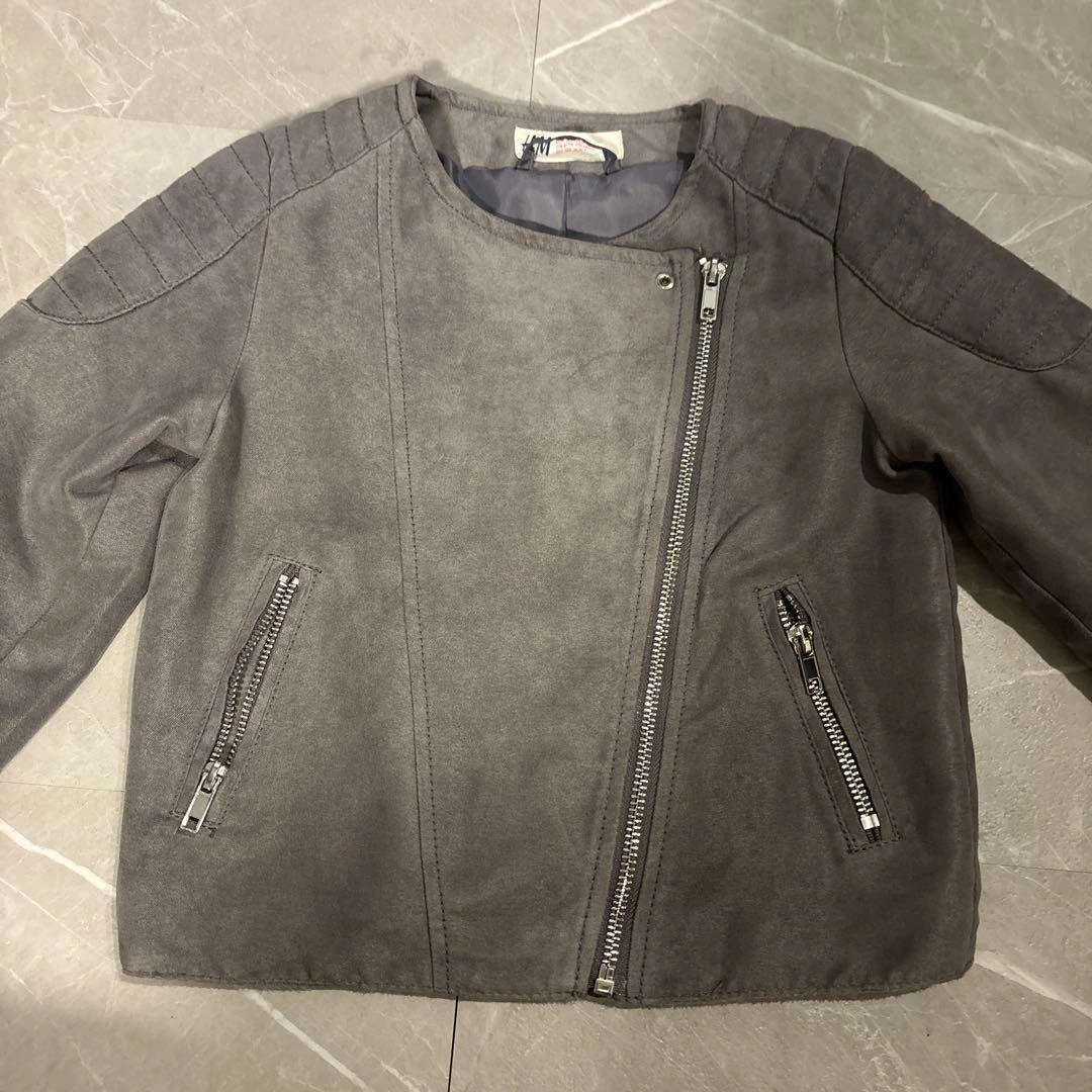 H&M キッズ ライダースジャケット グレーの写真5枚目