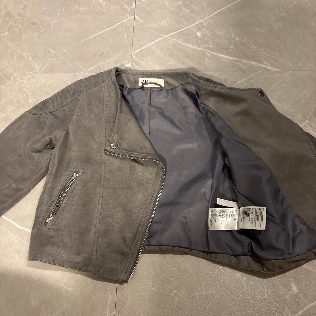 H&M キッズ ライダースジャケット グレーの写真8枚目