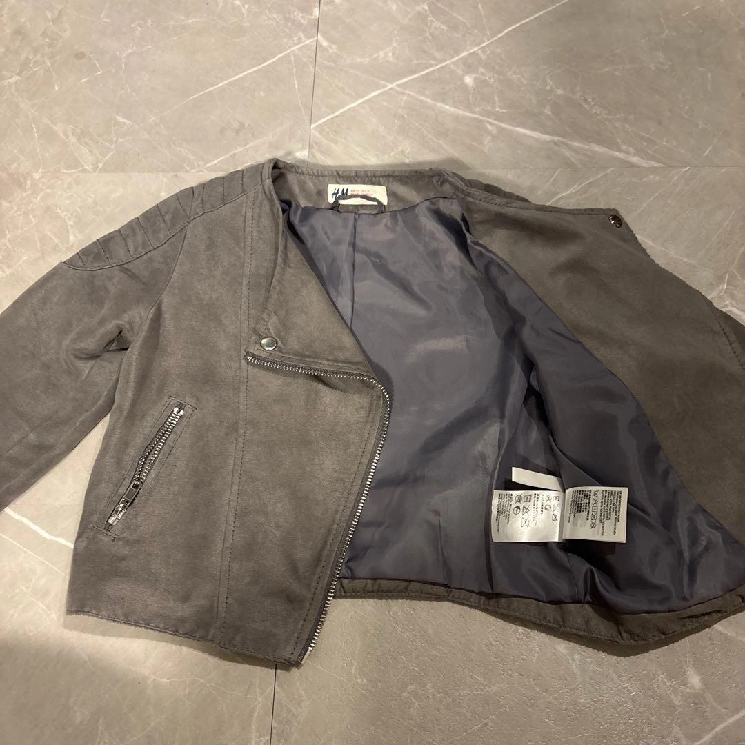 H&M キッズ ライダースジャケット グレーの写真8枚目