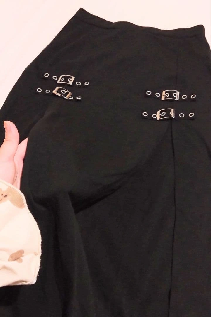 SHEIN PETITE バックルディテール スリット ロングスカートの写真4枚目