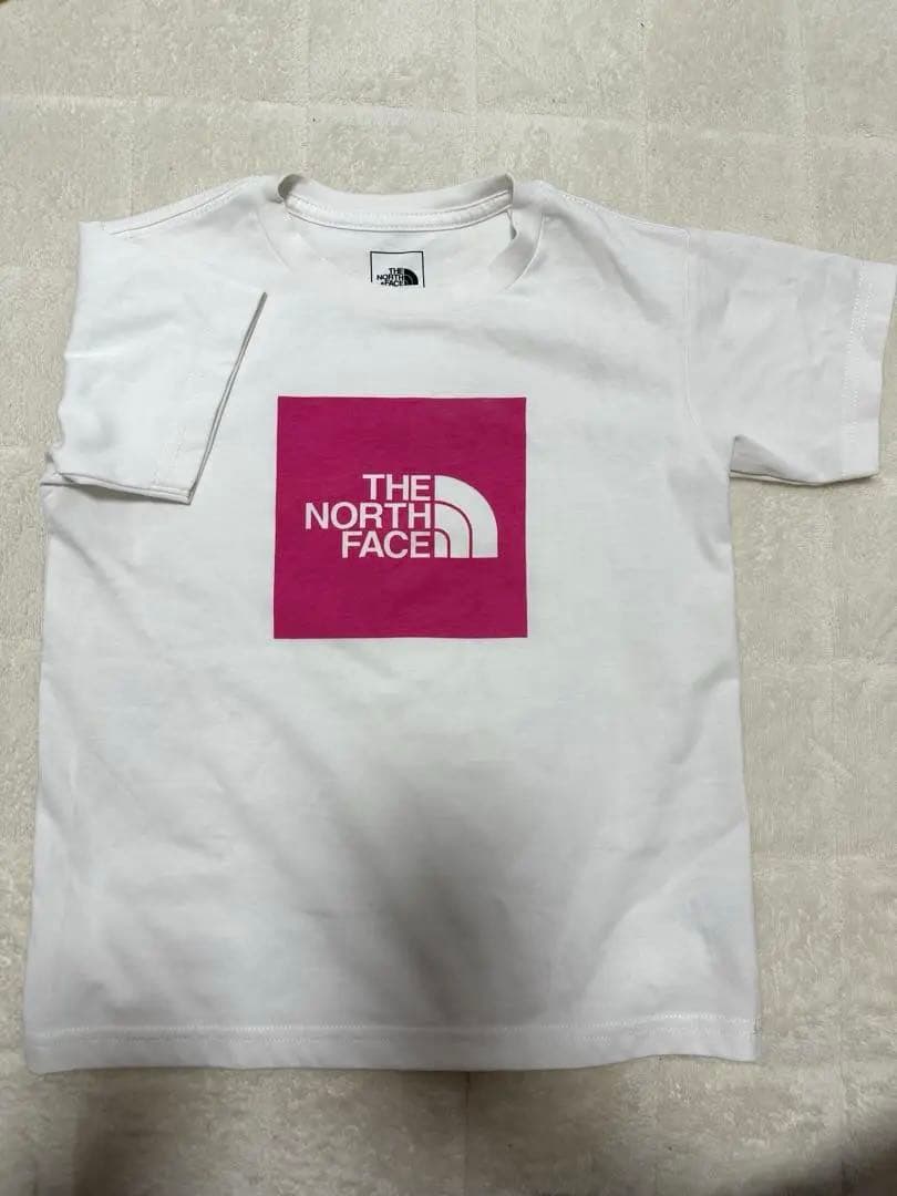 THE NORTH FACE Tシャツ 120cm ホワイト　ピンクロゴ