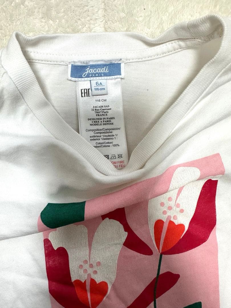Jacadi PARIS Tシャツ ホワイト 6A 116cmの写真2枚目