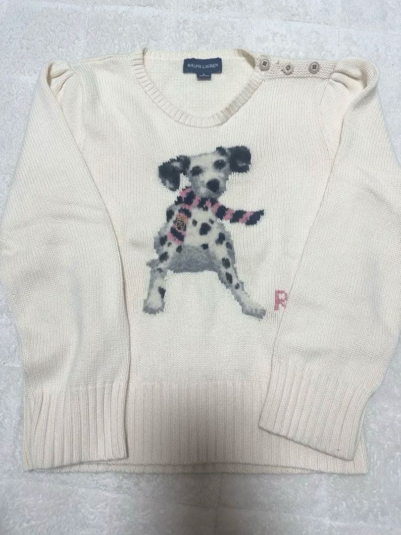 最終　RALPH LAUREN 犬柄セーター アイボリー 6 120cm