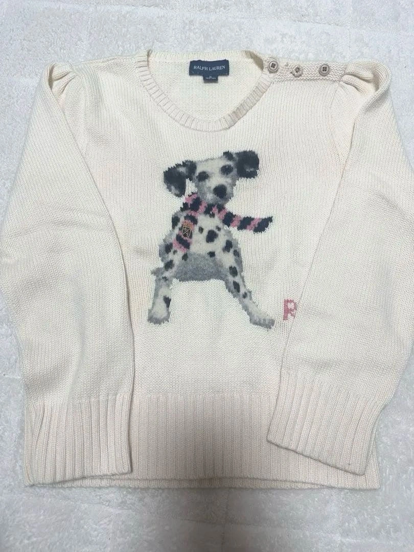 最終 RALPH LAUREN 犬柄セーター アイボリー 6 120cm