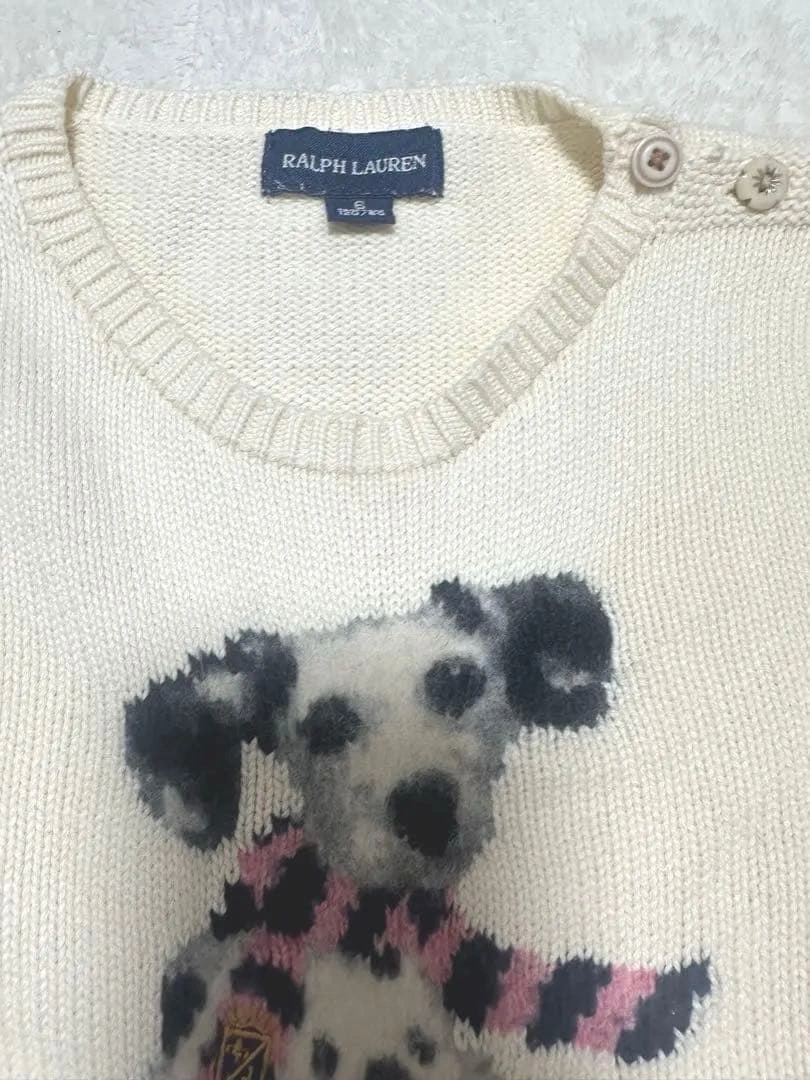 最終 RALPH LAUREN 犬柄セーター アイボリー 6 120cmの写真2枚目