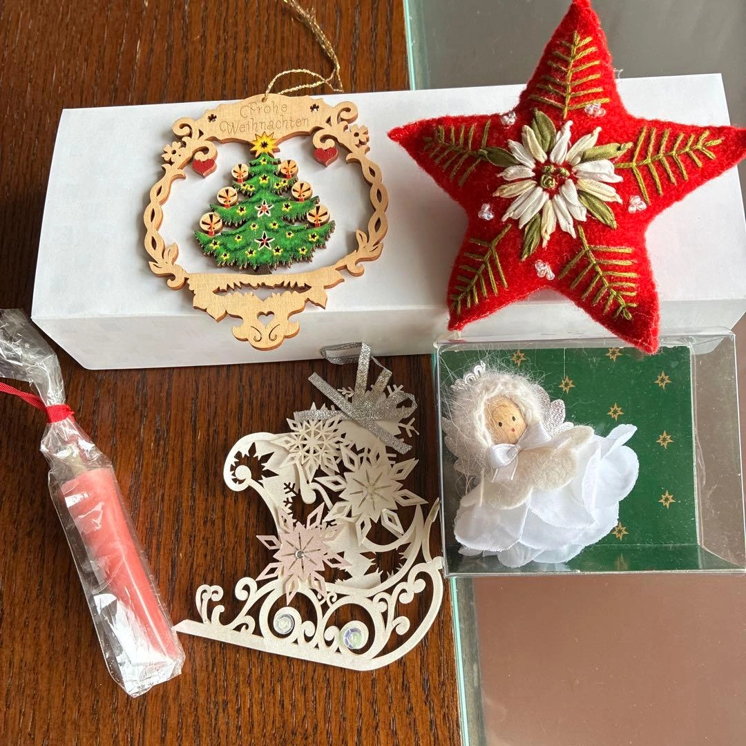 クリスマスオーナメント 5点セット 木製 フェルト 天使