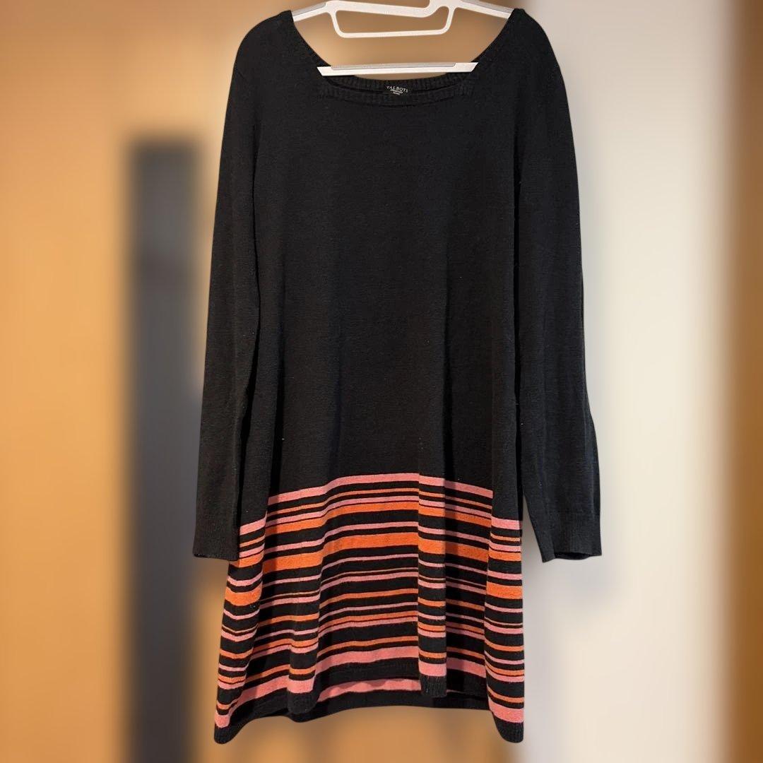 TALBOTS ニット セーター 長袖 ブラック ピンク オレンジ M